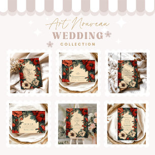 Klassische florale Hochzeit Jugendstil Einladung