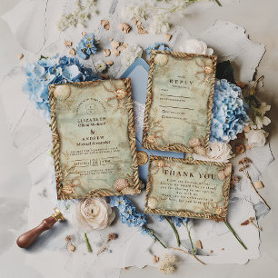 Vintage-Ozean-Tiefen-Nautische-Hochzeit Save The Date