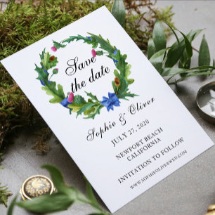 Elegant Scottish Thistle Floral Save The Date