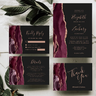 Burgund Malachit Rosen Gold Dunkle Hochzeit Danke Karte