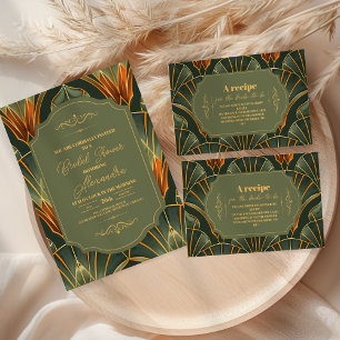 Olive Green Elegante Verzierte Vintage Bridal Einladung