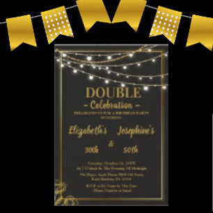 Elegant Dual Birthday Soiree Quadratischer Aufkleber
