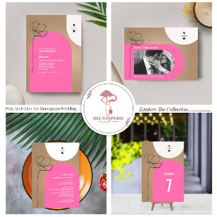 Monogram Pink Arch Floral Wedding Einladung