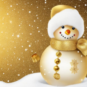 Weihnachts-Party Golden Snowman Schneeflocken Einladung