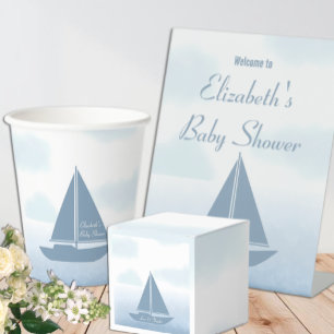 Segelboot Blau Aquarell Jungen-Baby-Party Geschenkschachtel