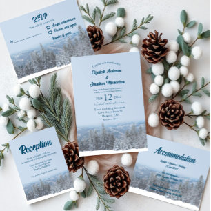Hochzeitsunterkunft im Snowy Mountain Forest Begleitkarte