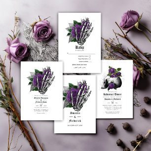 Lila floraler Gothic Wedding QR Code Einladung