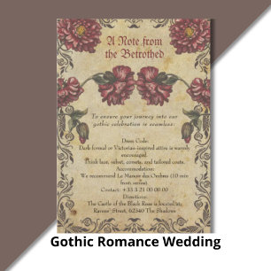 Gotische Hochzeit mit Dark Florals Einladung