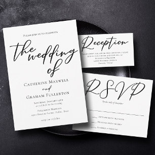 Einfache Schwarz-weiße Typografie RSVP Karte