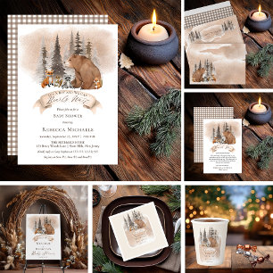 Waldbär  Baby-Dusche für Tiere vor dem Abwarten Folieneinladung