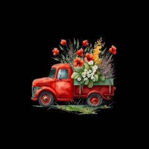 Vintag Truck Red Poppies Butterfly Wedding Invita Einladung