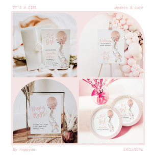 Einfache Elephant & Balloon Girl-Duschvorrichtung Poster