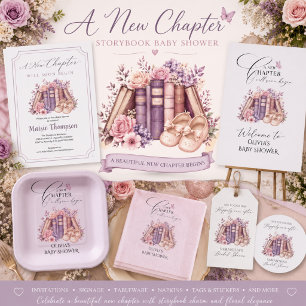 Neues Kapitel Beginnt Rosa Schleife Storybook Baby Quadratischer Aufkleber