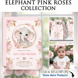 Elephant Girl Pink White Floral 1. Geburtstag Geschenkschachtel
