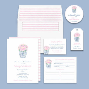 Pastel Pink Peonies Baby Girl Dusche Dank Runder Aufkleber