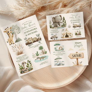 Foto Wild One Safari Animals Kinderdusche Dankeskarte
