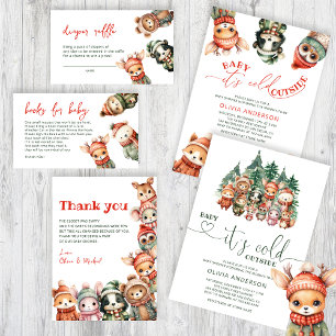 Woodland Animals Winter Baby Dusche Danke Karte