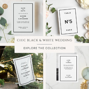 Chic Minimal French Black & White Wedding Tischnummer