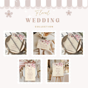 Romantische Frühlingsblüten-Hochzeit Dankeskarte