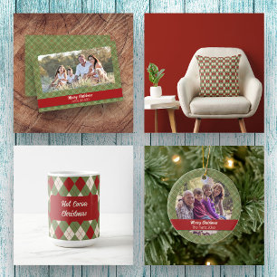 Weihnachtsfest Karo Keramik Ornament