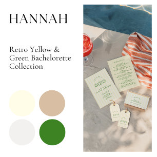 Retro Modern Green & Yellow Bachelorette Wochenend Einladung