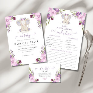 Bücher für Baby Request Card   Elephant Baby Girl Begleitkarte