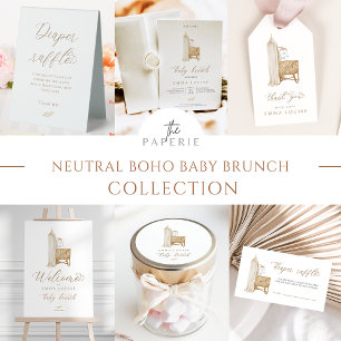 Neutral Boho Baby Brunch Runder Aufkleber