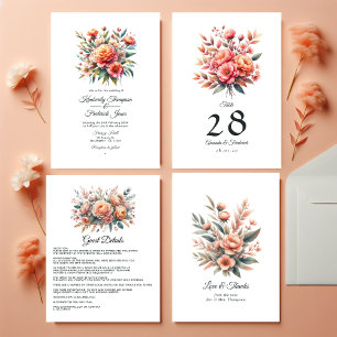 Peach Fuzz Floral Wedding Dankeskarte