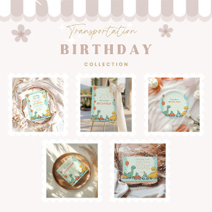 Dinosaur Race Auto 2. Geburtstag Dankeskarte