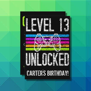 Stufe 13 Entsperrter Personalisierter Gamer am 13. Quadratischer Aufkleber
