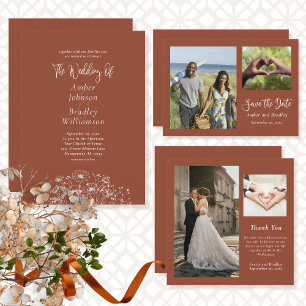 Minimal Terracotta Floral QR Code Einladung