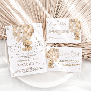 Bear Balloons Gender Reveve Danke Karte