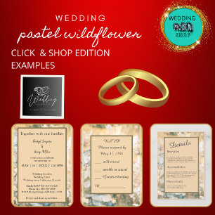 Hochzeitsprogramm und Speisekarte für eine Pastell Programm