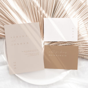 Moderne einfache Minimalistische Ivory Tan Tischnu Einladung