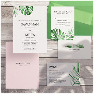 Tropical Palm Monstera Leaf Details Karte Einlegen