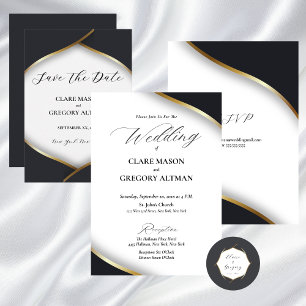 Elegante Schwarz-weiße Hochzeit Save The Date