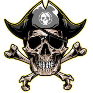 Pirate theme SKULL Crossbones Scallywag T - Shirt
