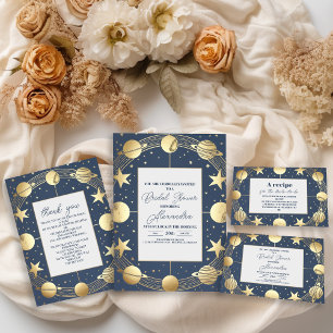 Navy Celestial Crescent Moon Brautparty Pappteller