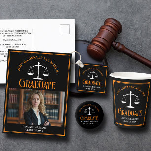 Black Orange Law School Abschluss Foto Ankündigungspostkarte