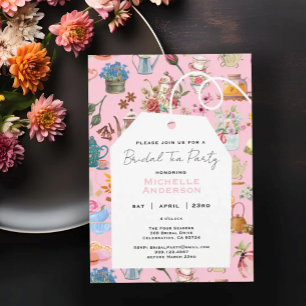 Elegante Florale Rosa Brautparty-Teeparty  Pappteller