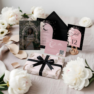 Elegantes handgezeichnetes Pfingstrosen- und Blatt Geschenkpapier