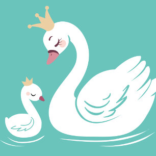 Swans Baby Showbird mit Crown Theme Aquamarin Einladung