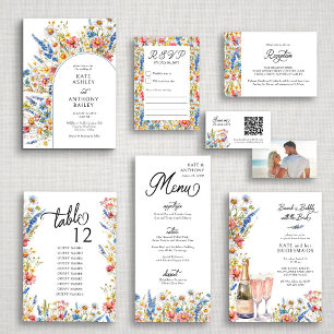 Country Wildblume Arch Wedding Einladung