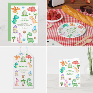 Dino Tyrannosaur T-Rex Grüne Geburtstagspartei Dankeskarte