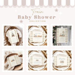 Blue Watercolor Train Baby Dusche Note for Baby Begleitkarte