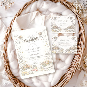 Skurriles Doodle Little Meatball Baby Shower Einladung