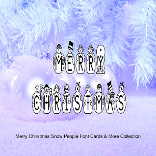 Merry Christmas Snow People Font Blue Tint Snow Feiertagspostkarte