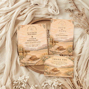 Western Desert Ranch Hochzeit Dankeskarte