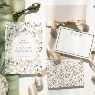 Boho Vintag Floral Baby Dusche Dankeskarte