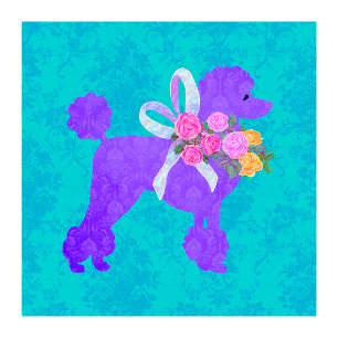 Lila Poodle Girls Geburtstagsbeispiel Einladung